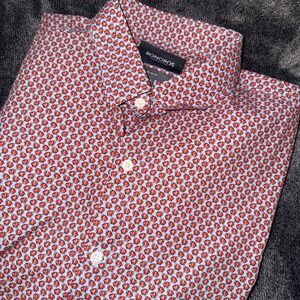 Bonobos Slim Fit All Over Fish Print Long Sleeve Men's Dress Shirt Size Medium